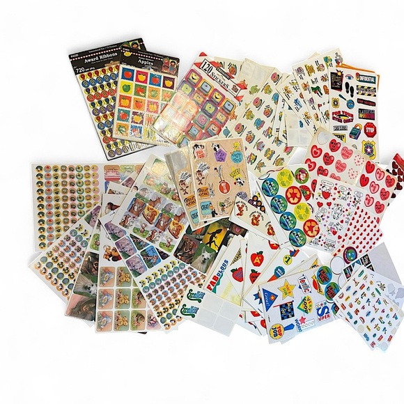 Vintage 90s Mix Lot Of Teacher's Reward Stickers Animals Ribbons & More - Picture 2 of 7